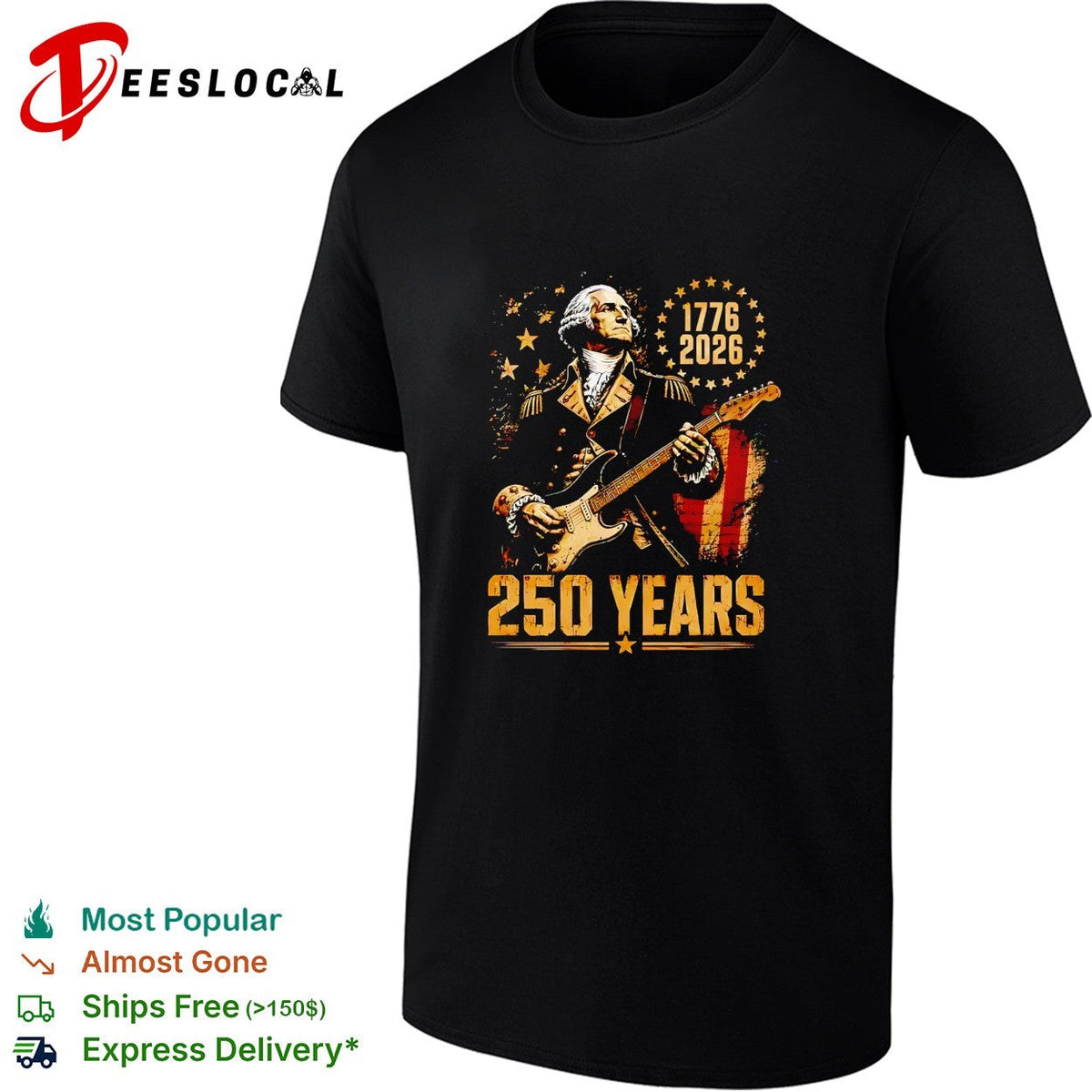 George Washington 1776 2026 250 Years United States Independence Patriotic shirt Unisex