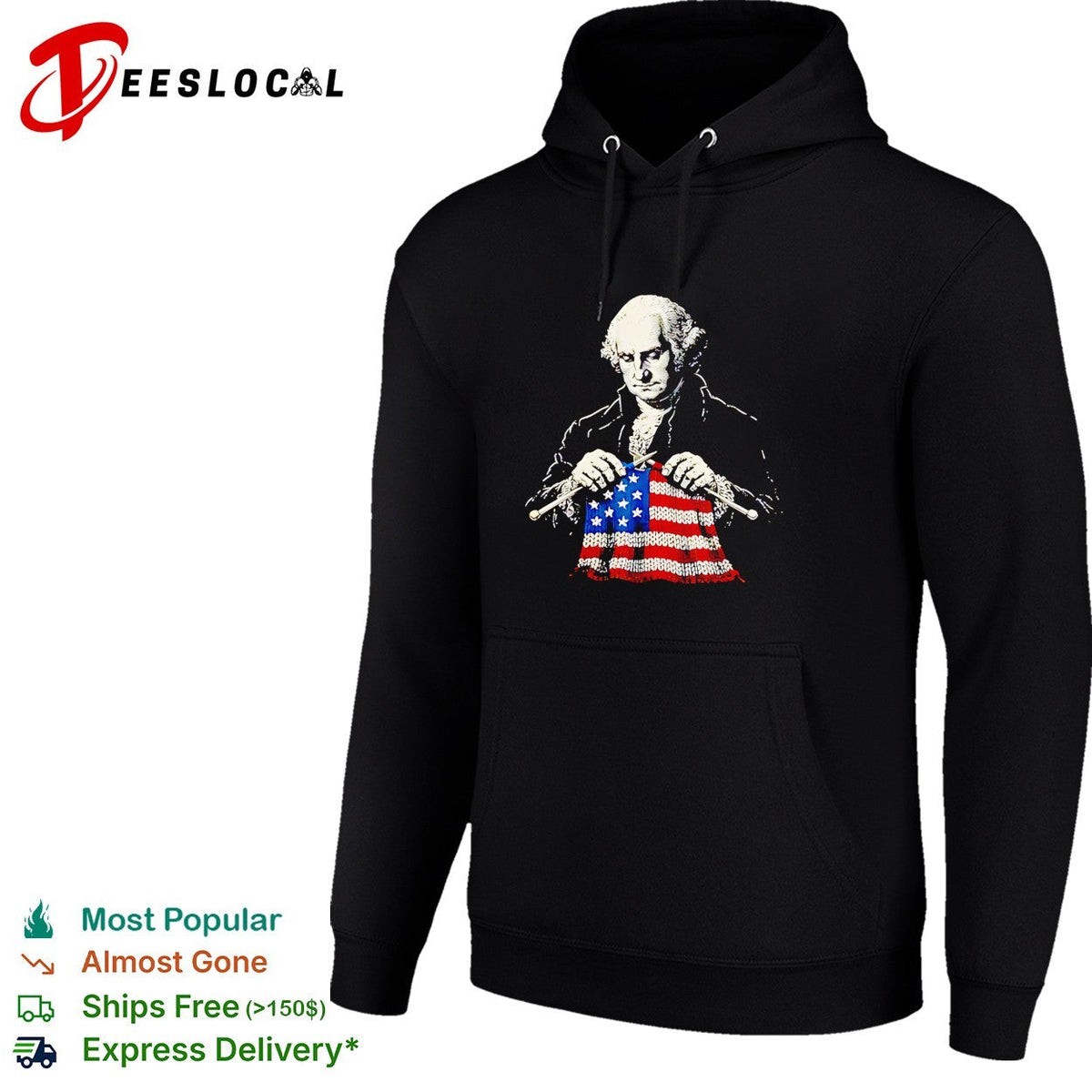 George Washington knitting American flag patriotic artwork shirt Unisex