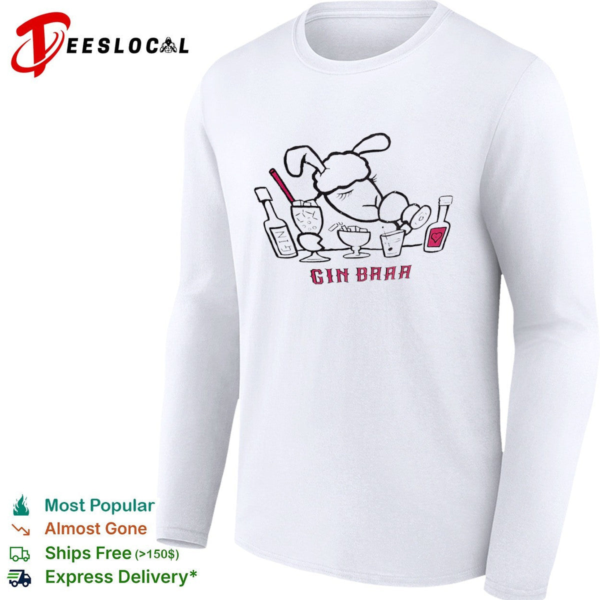 Gin Baaa Sheep Drinking Cocktails shirt Unisex