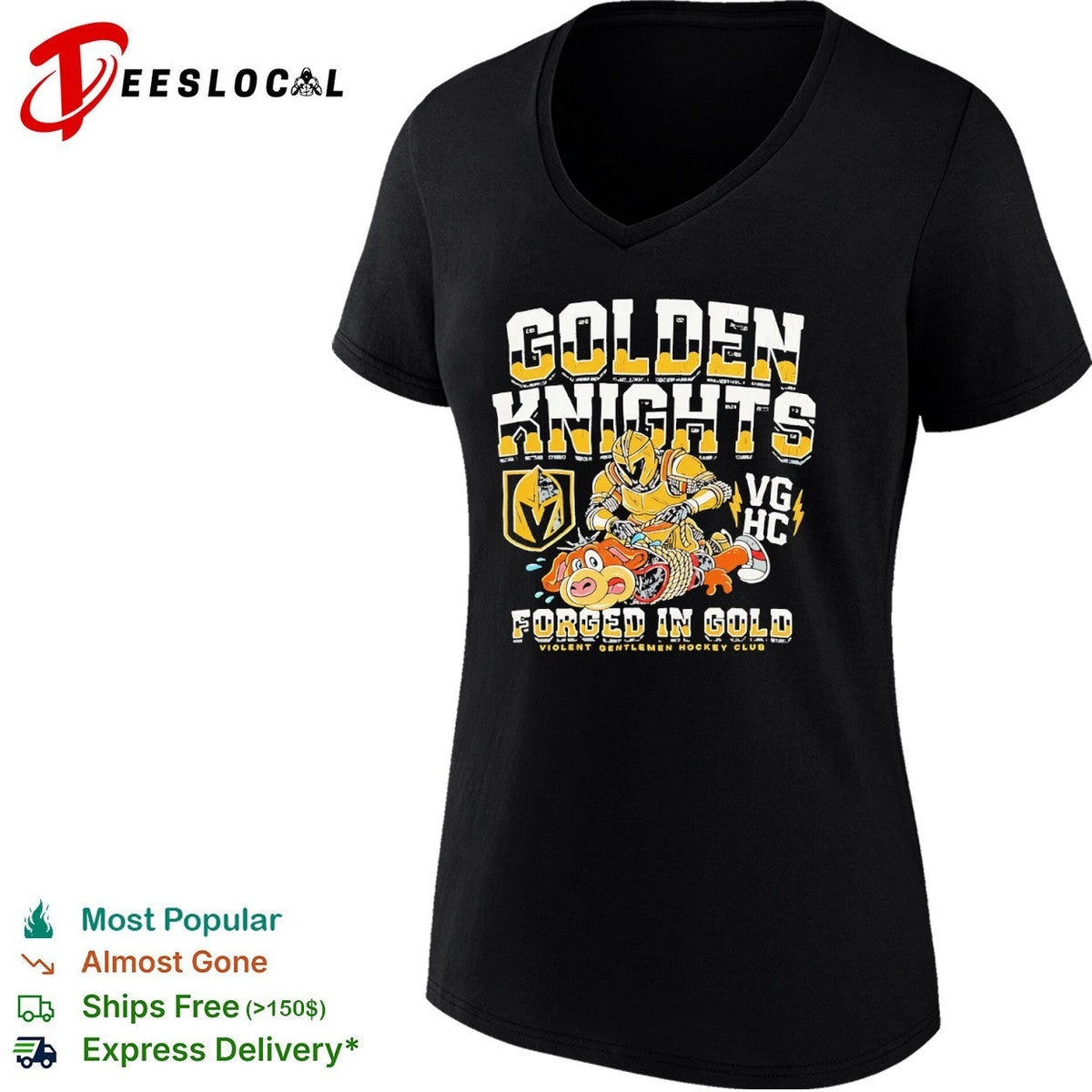 Golden Knights Vegas Hc Forged in Gold Violent Gentlemen Hockey Club parody shirt Unisex