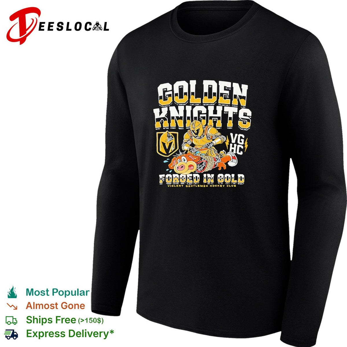 Golden Knights forged in gold VG HC Violent Gentlemen hockey club mascot parody shirt Unisex