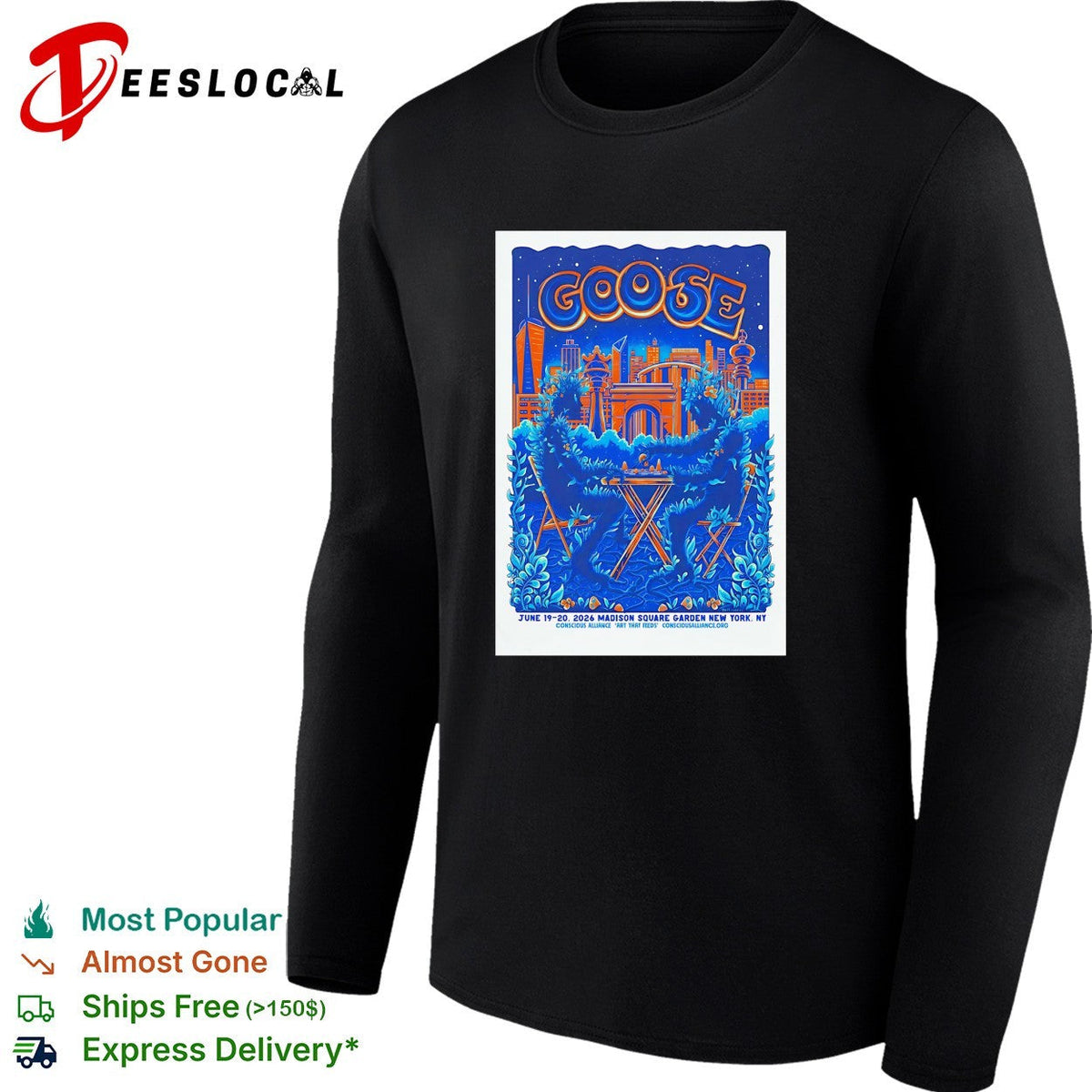Goose band concert poster art Madison Square Garden New York June 2026 graphic shirt Unisex
