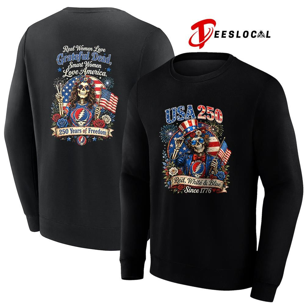 Grateful Dead USA 250 since 1776 red white and blue real women love graphic shirt Unisex