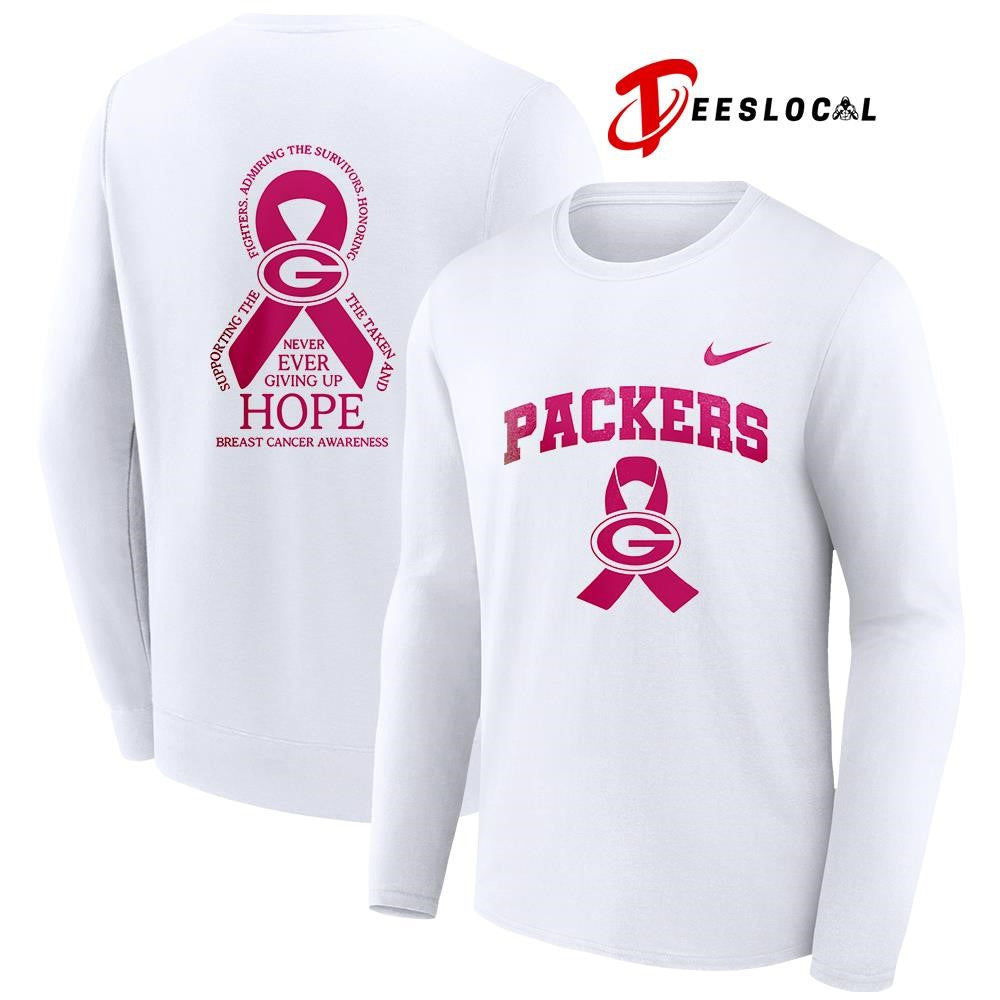 Green Bay Packers never ever giving up hope breast cancer awareness shirt Unisex