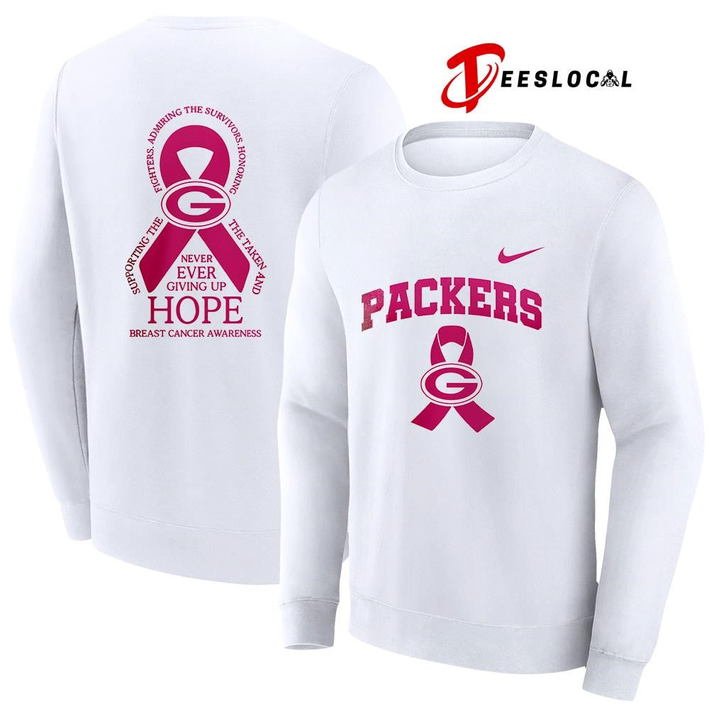 Green Bay Packers never ever giving up hope breast cancer awareness shirt Unisex