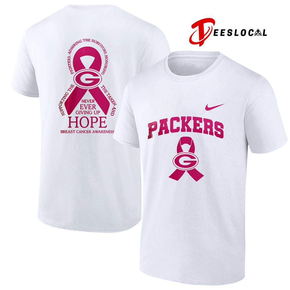 Green Bay Packers never ever giving up hope breast cancer awareness shirt Unisex