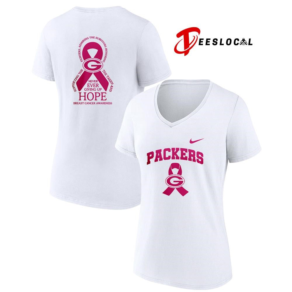 Green Bay Packers never ever giving up hope breast cancer awareness shirt Unisex