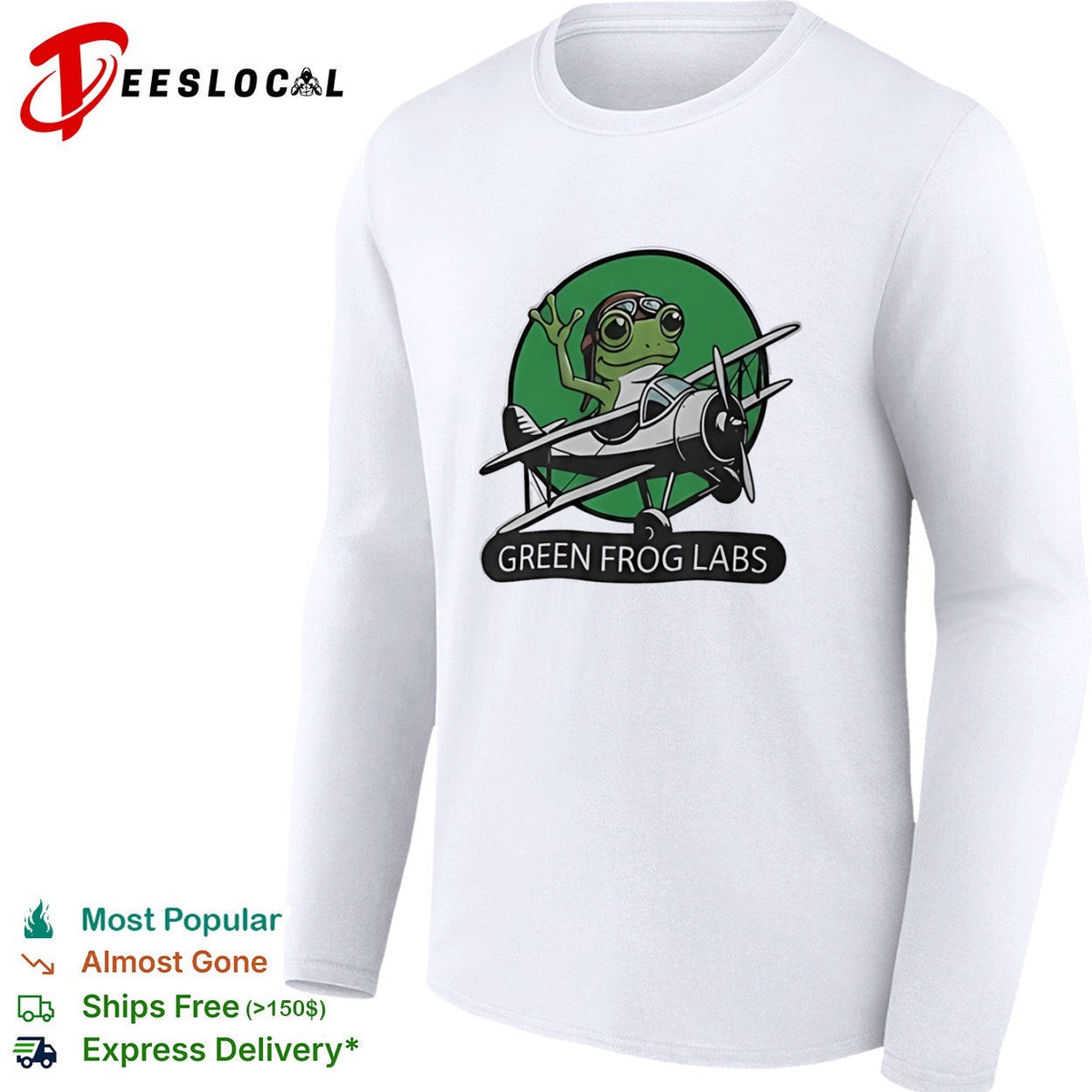 Green Frog Labs airplane flying frog mascot shirt Unisex