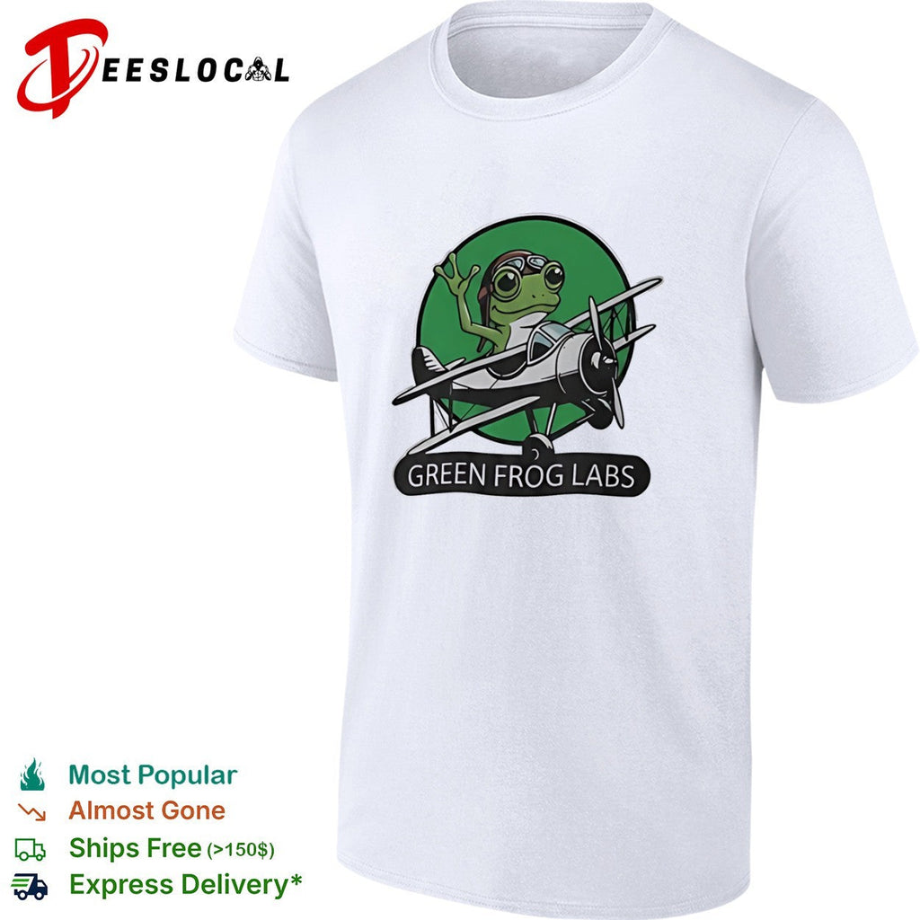 Green Frog Labs airplane flying frog mascot shirt Unisex