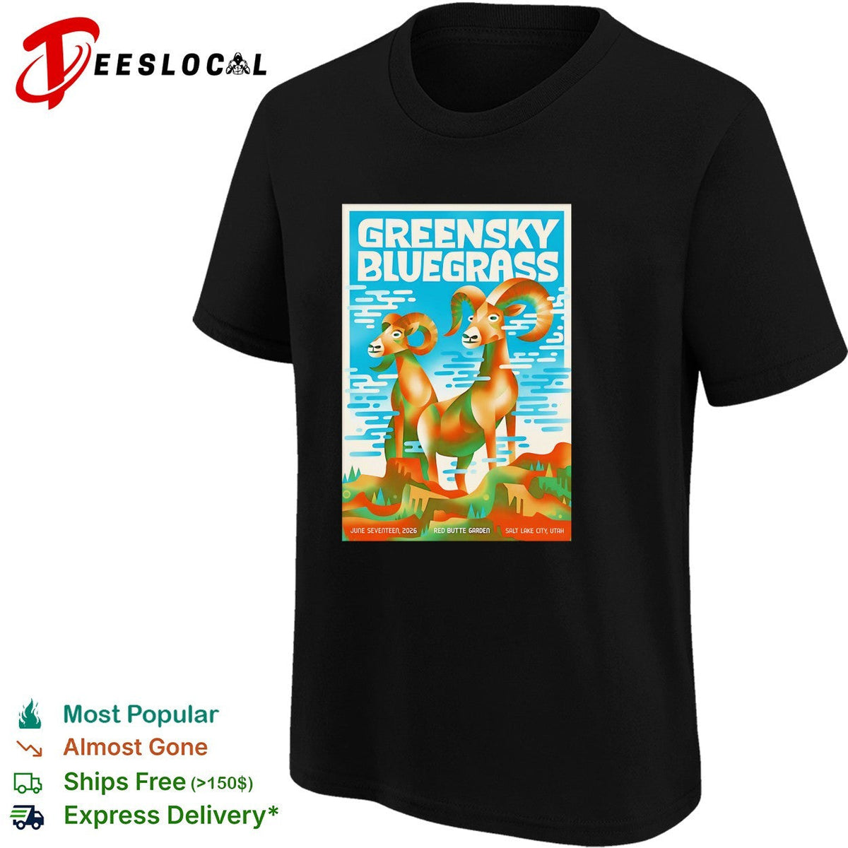 Greensky Bluegrass band concert poster bighorn rams Red Butte Garden Utah graphic shirt Unisex