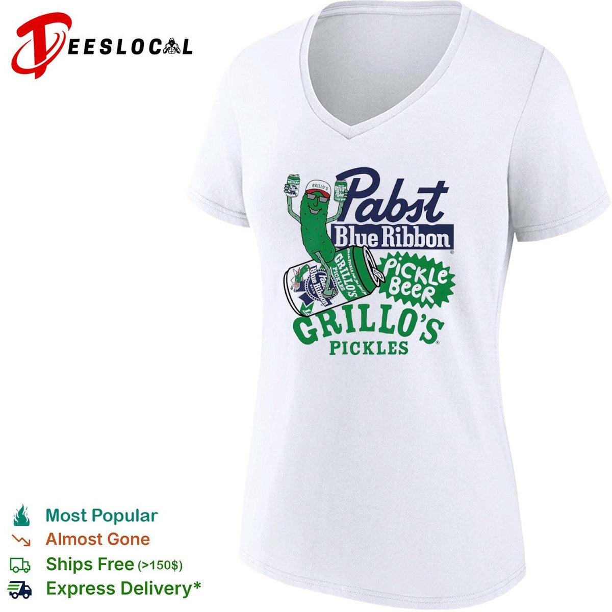 Grillos Pickles Pabst Blue Ribbon Pickle Beer logo shirt Unisex