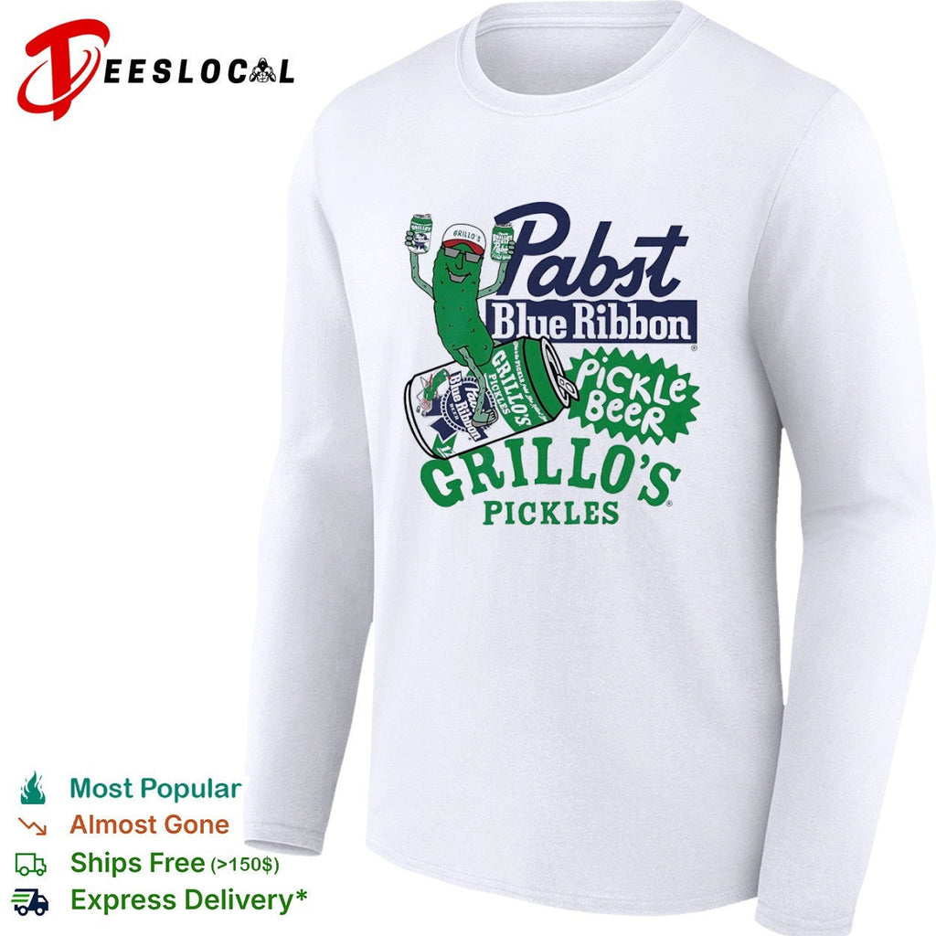 Grillos Pickles Pabst Blue Ribbon Pickle Beer logo shirt Unisex