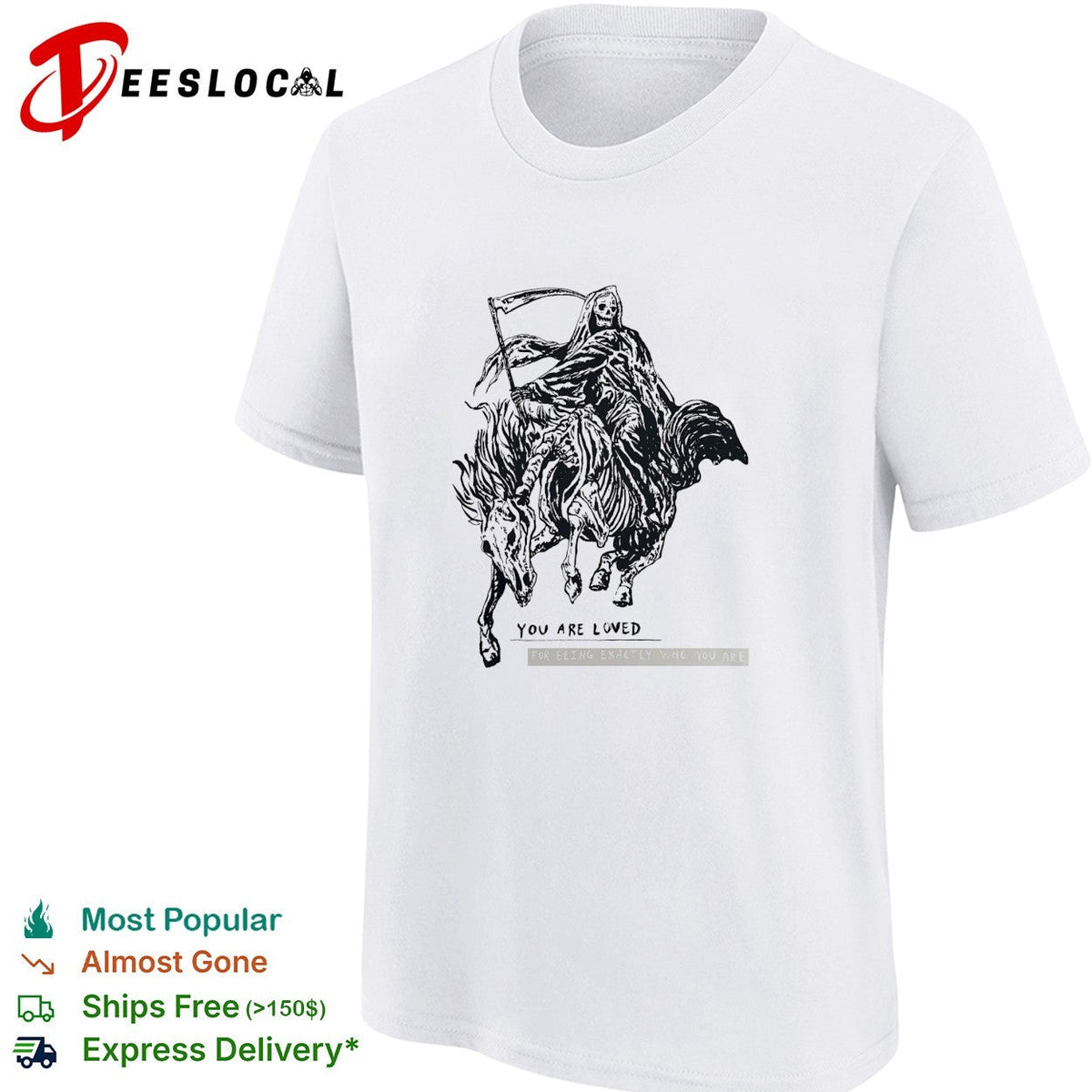 Grim reaper riding skeleton horse you are loved shirt Unisex