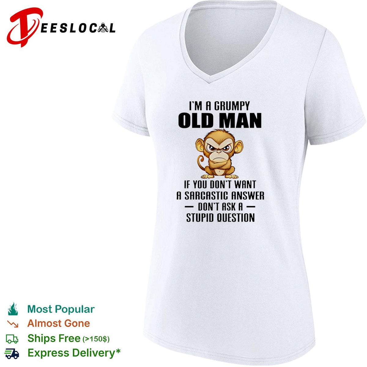 Grumpy monkey I’m a grumpy old man sarcastic answer shirt Unisex
