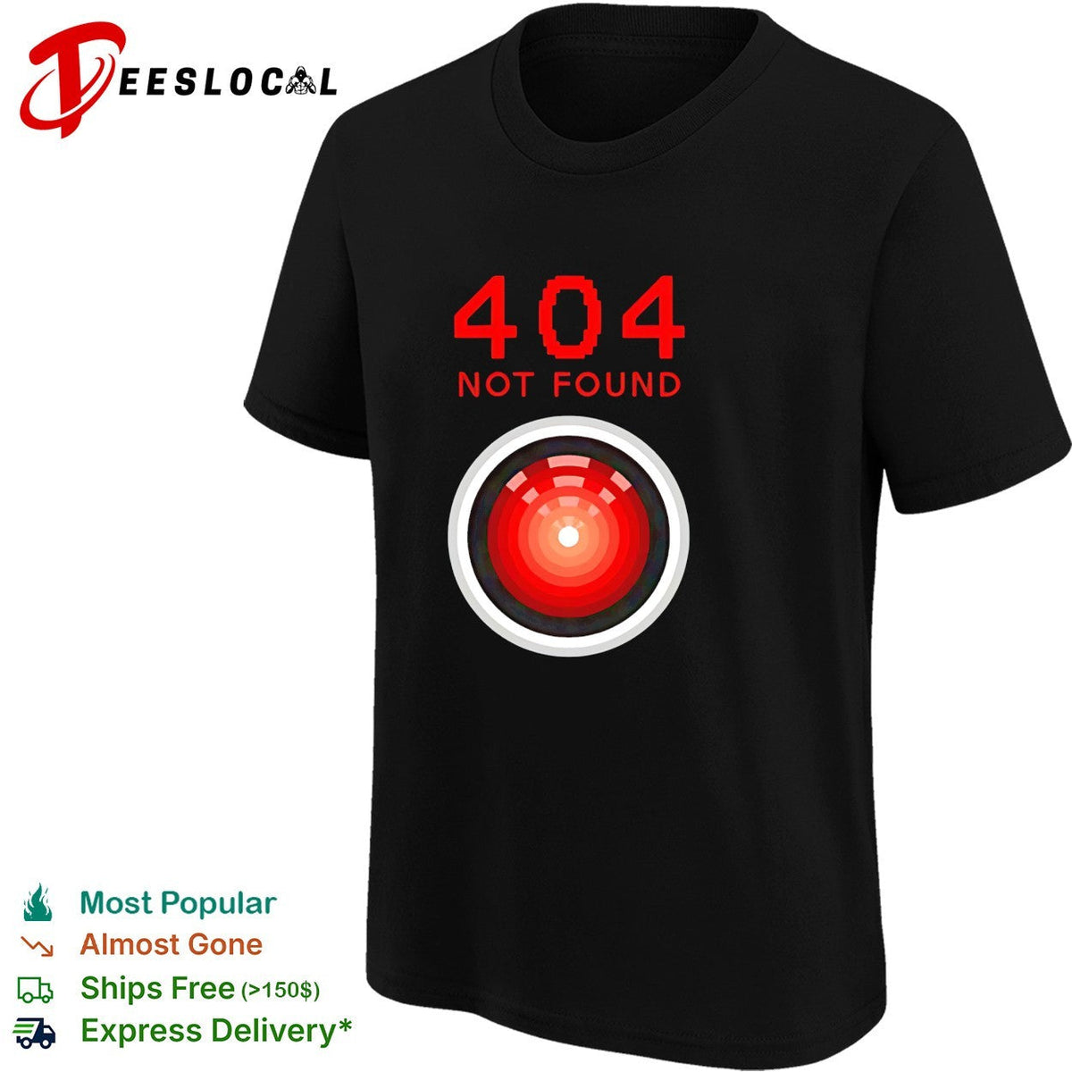 HAL 9000 404 not found computer error sci-fi shirt Unisex