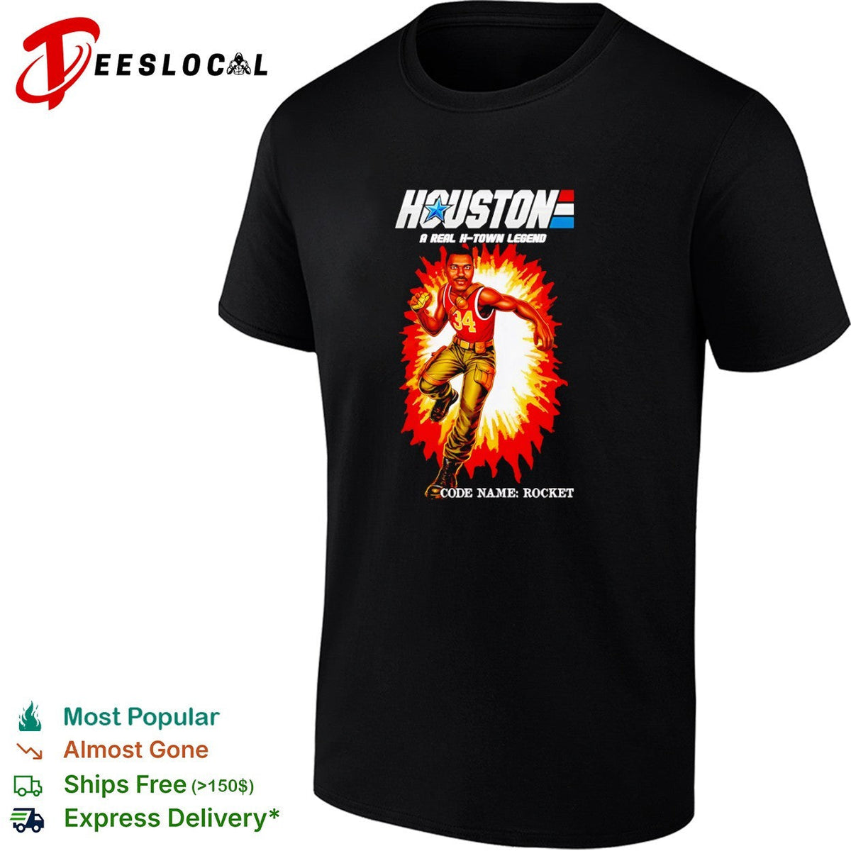 Hakeem Olajuwon Houston Rockets NBA GI Joe Parody Houston a Real H-Town Legend shirt Unisex