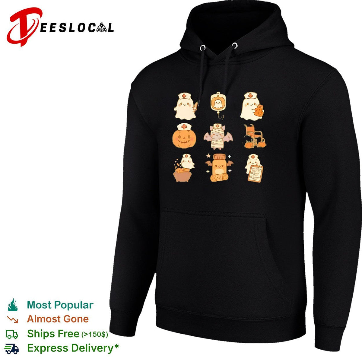 Halloween nurse ghost mummy pumpkin collage shirt Unisex