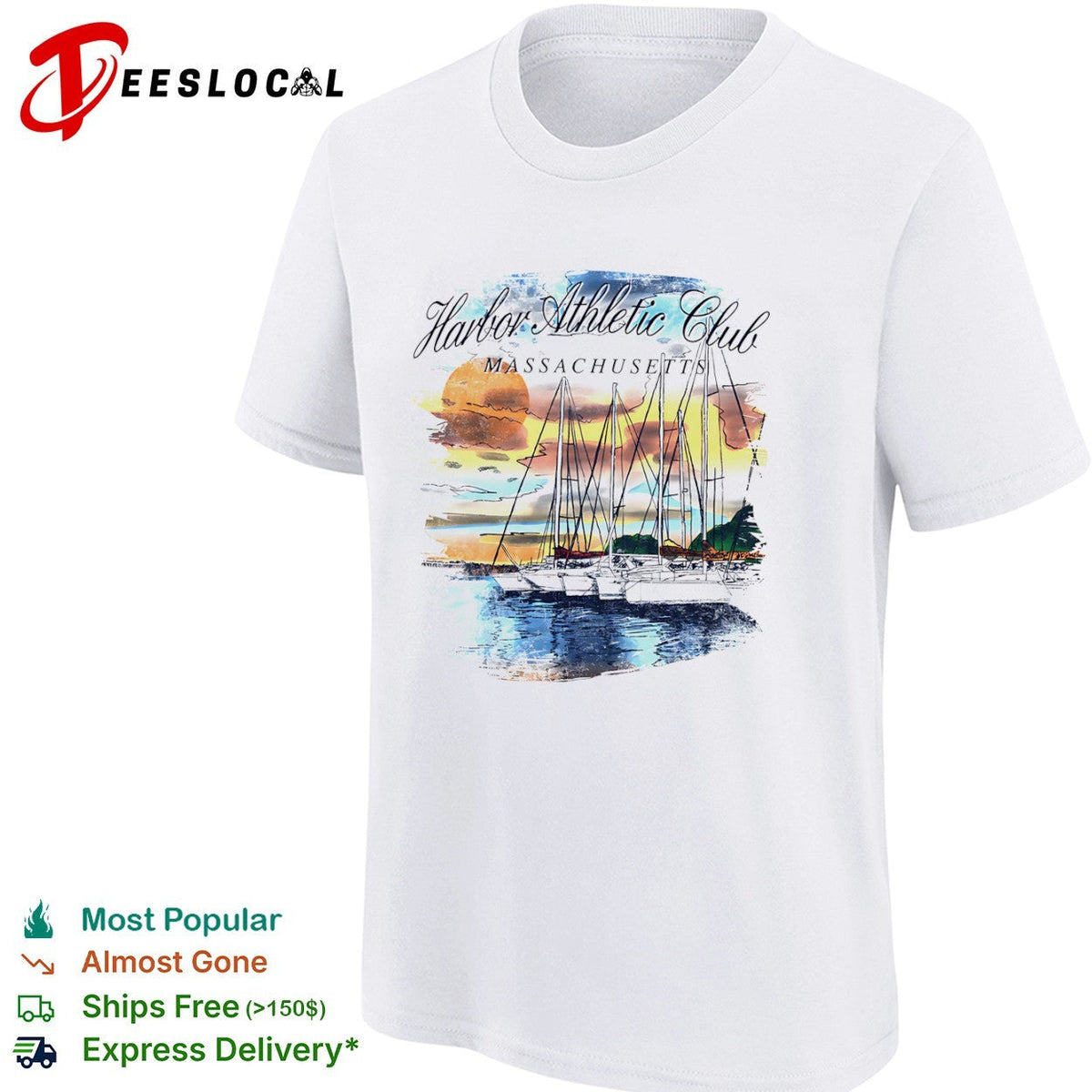 Harbor Athletic Club Massachusetts nautical sailboat sunset summer shirt Unisex