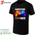 Hardcore Gaymer Rainbow LGBTQ Gamepad funny shirt Unisex