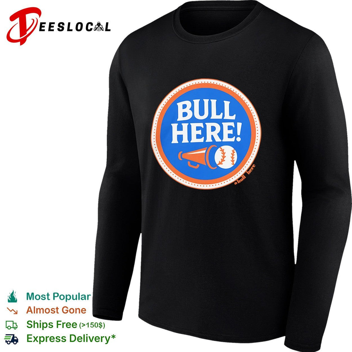 Here a bull here baseball shirt Unisex