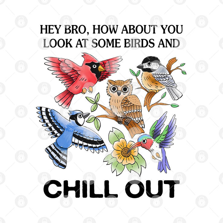 Hey Bro How About You Look At Some Birds And Chill Out Shirt Unisex