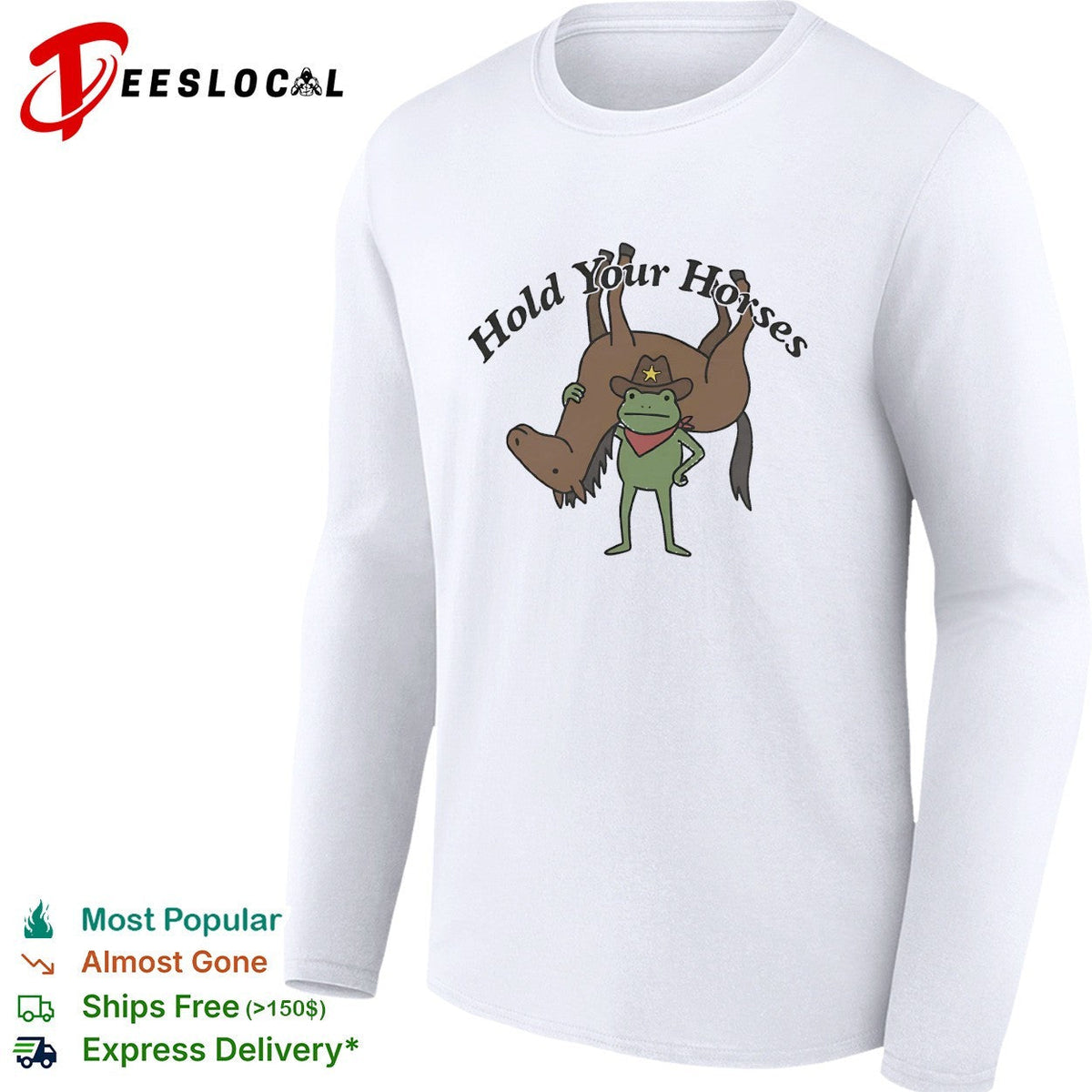 Hold your horses frog cowboy humor funny animal shirt Unisex