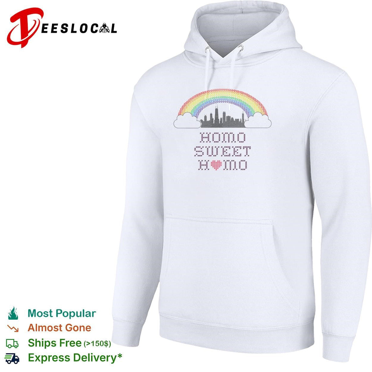 Homo sweet home rainbow pride city skyline LGBTQ graphic shirt Unisex
