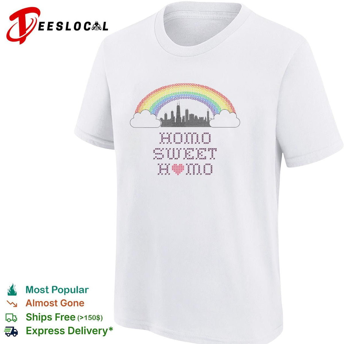 Homo sweet home rainbow pride city skyline LGBTQ graphic shirt Unisex