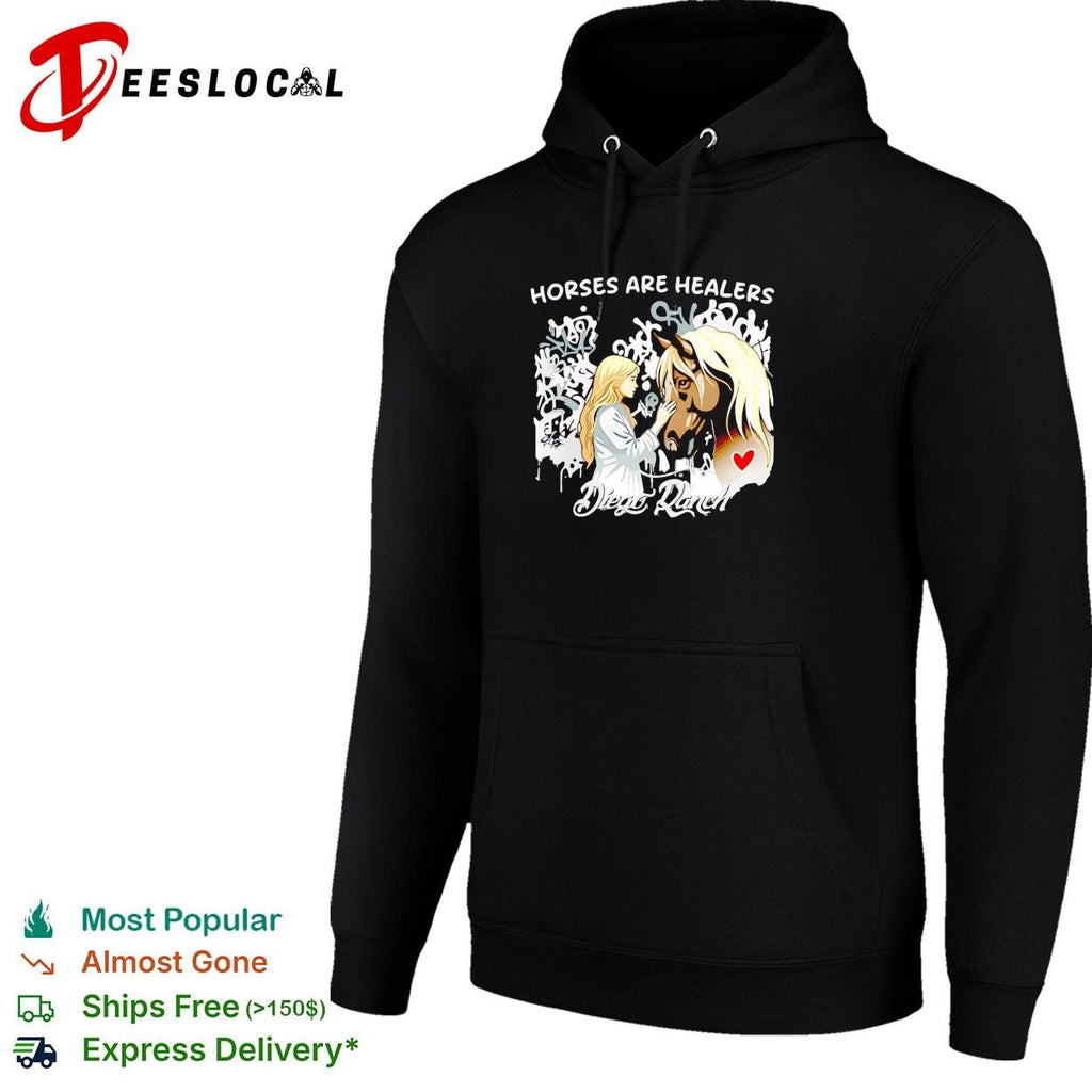 Horses are healers Diego Ranch cowgirl with horse dark graphic shirt Unisex