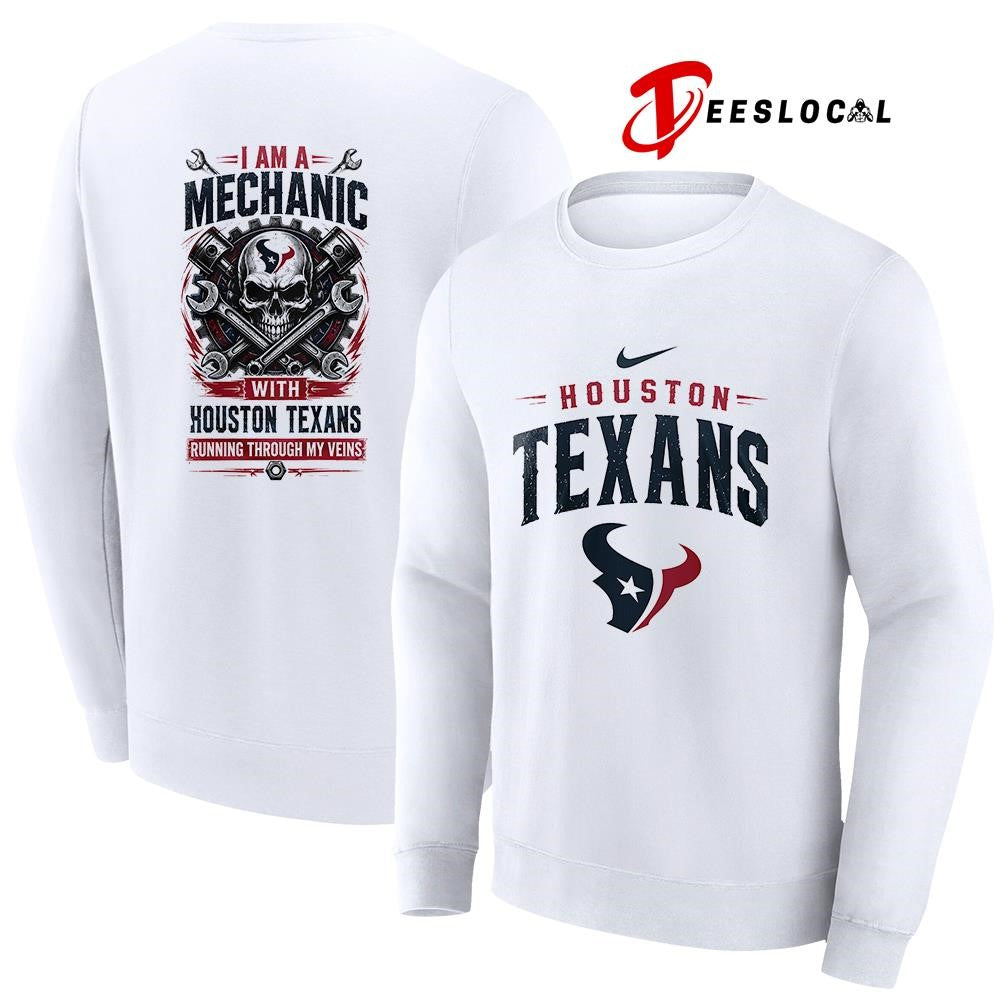 Houston Texans I am a mechanic running through my veins skeleton shirt Unisex
