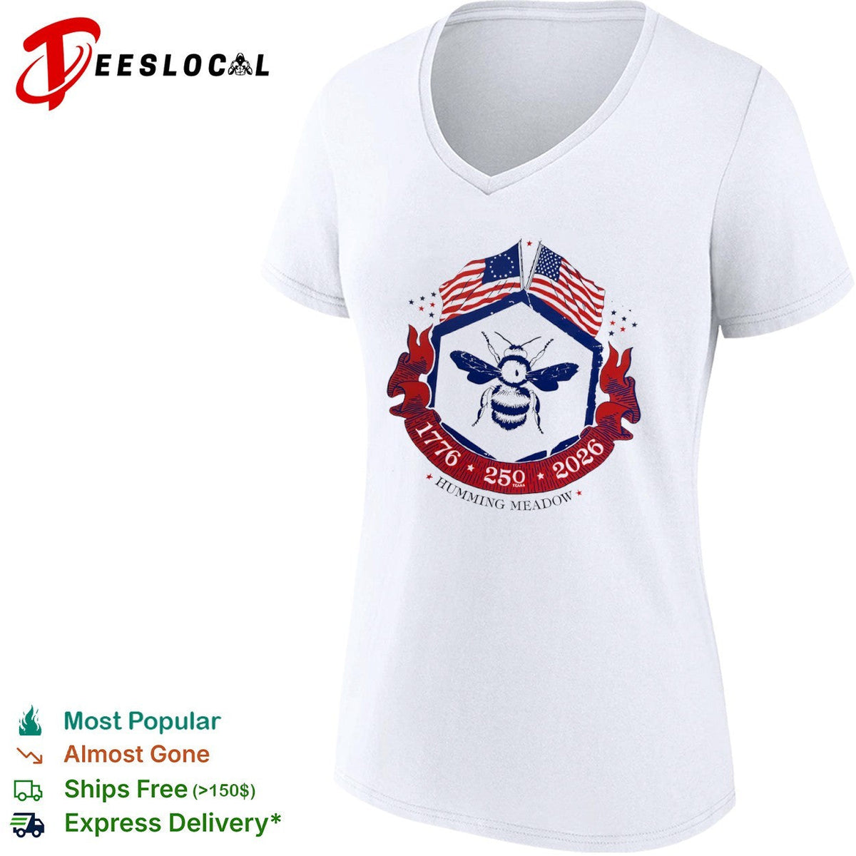 Humming Meadow 1776 250 2026 American Bee Patriotic Semiquincentennial Anniversary shirt Unisex