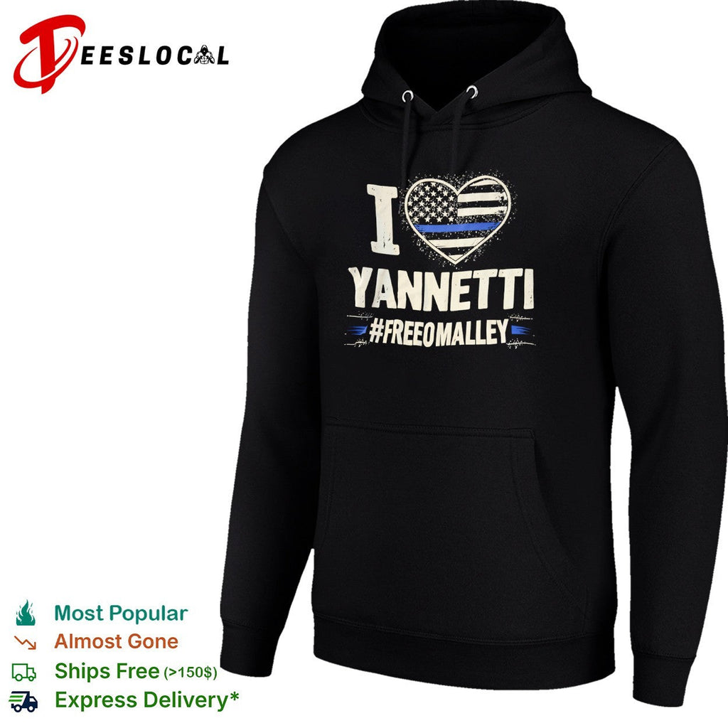 I love Yannetti FreeOmalley Thin Blue Line Heart Police Support shirt Unisex