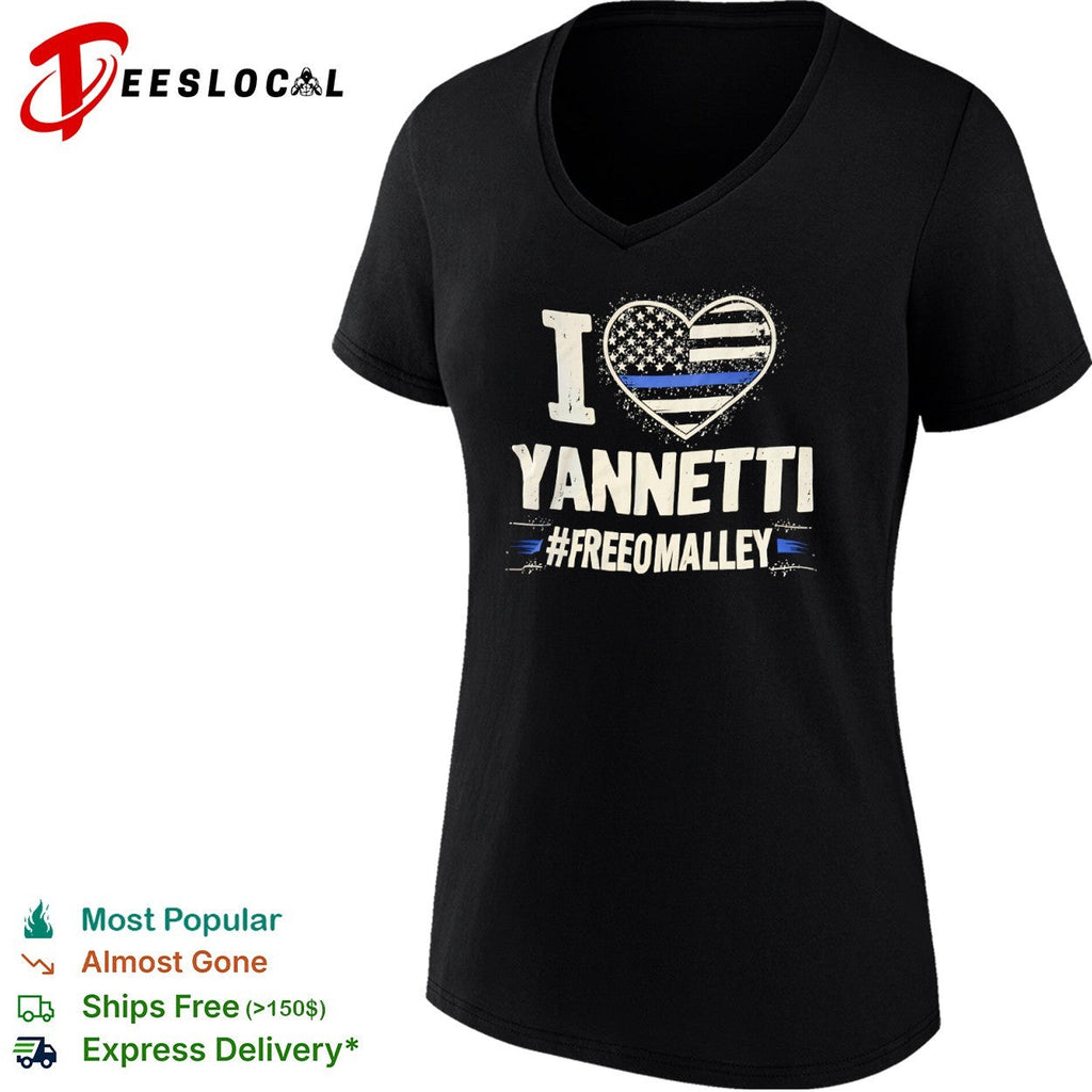 I love Yannetti FreeOmalley Thin Blue Line Heart Police Support shirt Unisex