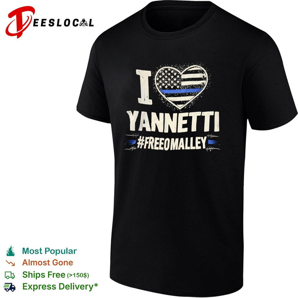 I love Yannetti FreeOmalley Thin Blue Line Heart Police Support shirt Unisex