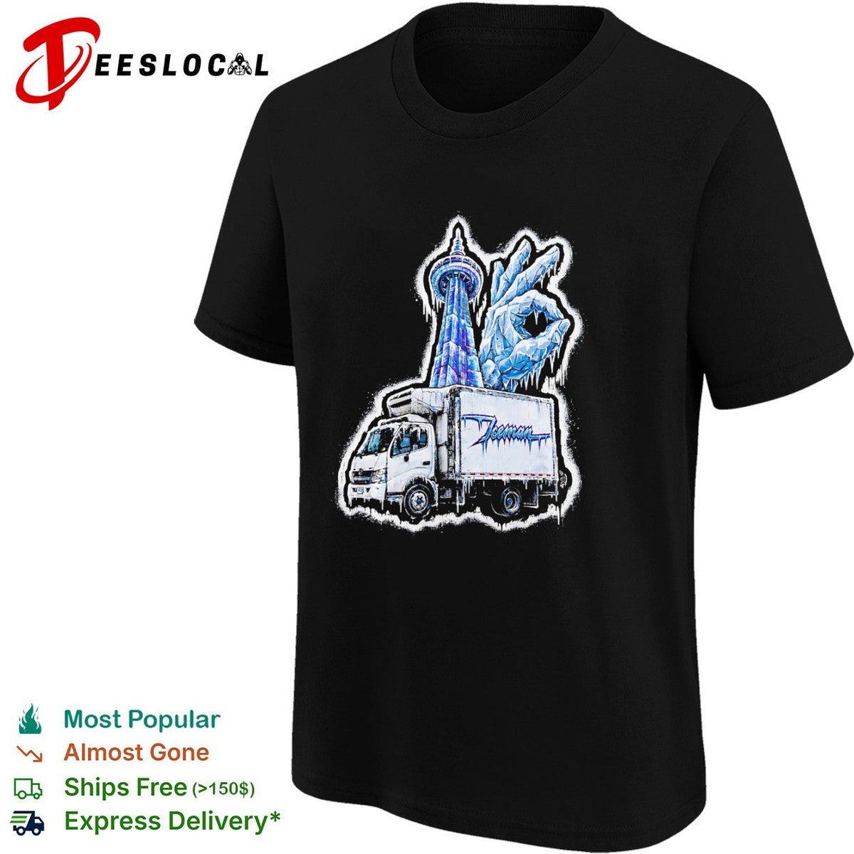 Iceman Toronto CN Tower ok hand sign frozen ice delivery truck streetwear shirt Unisex