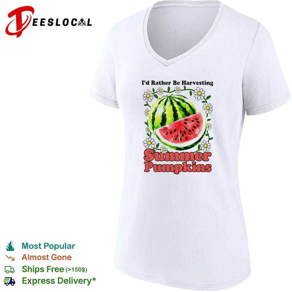 I’d rather be harvesting summer pumpkins watermelon shirt Unisex
