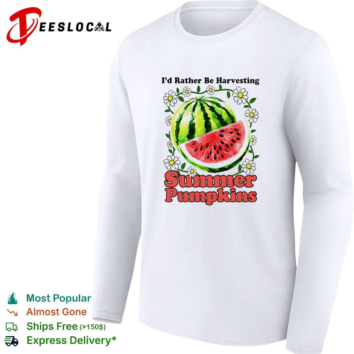 I’d rather be harvesting summer pumpkins watermelon shirt Unisex