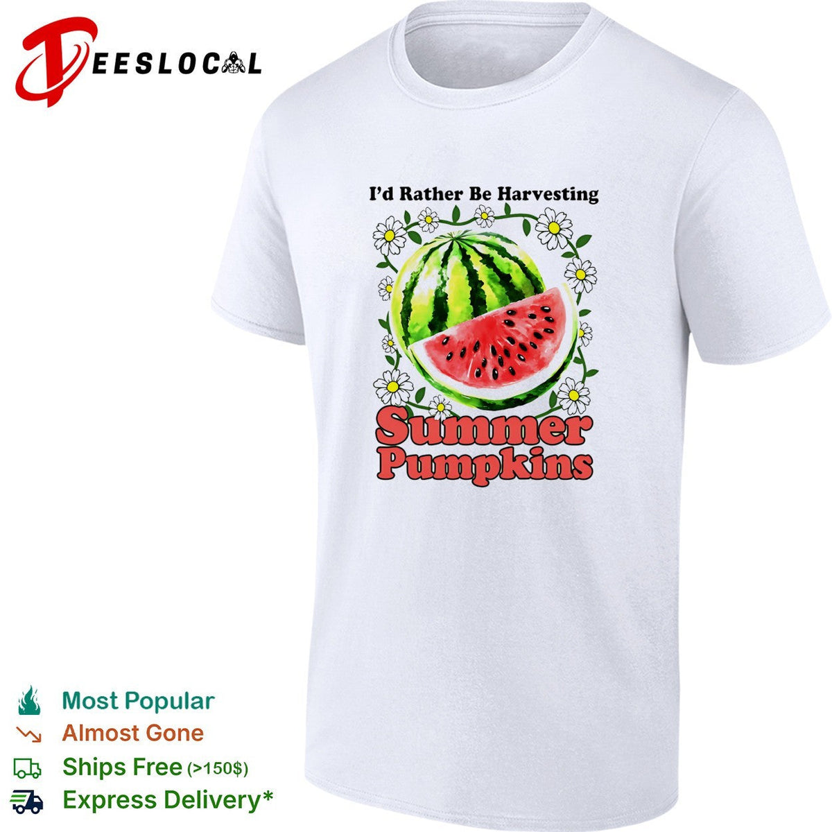 I’d rather be harvesting summer pumpkins watermelon shirt Unisex