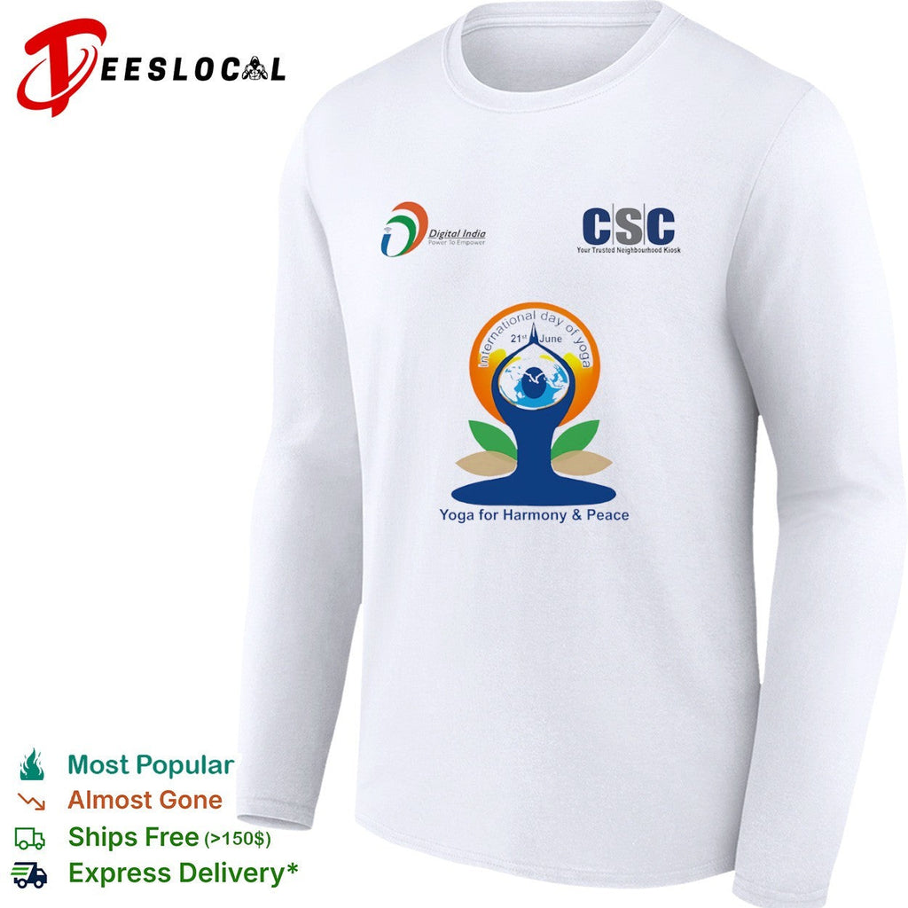 International Day of Yoga 21st June Digital India CSC Yoga for Harmony and Peace shirt Unisex