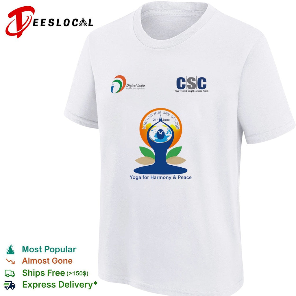 International Day of Yoga 21st June Digital India CSC Yoga for Harmony and Peace shirt Unisex