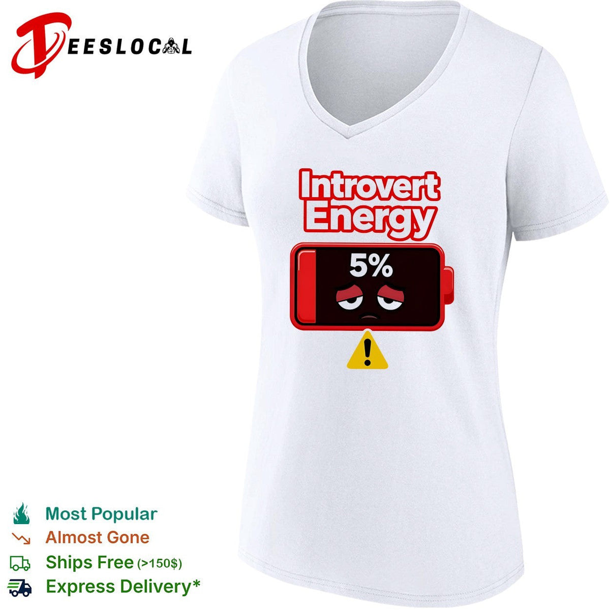 Introvert energy 5 percent low battery icon shirt Unisex