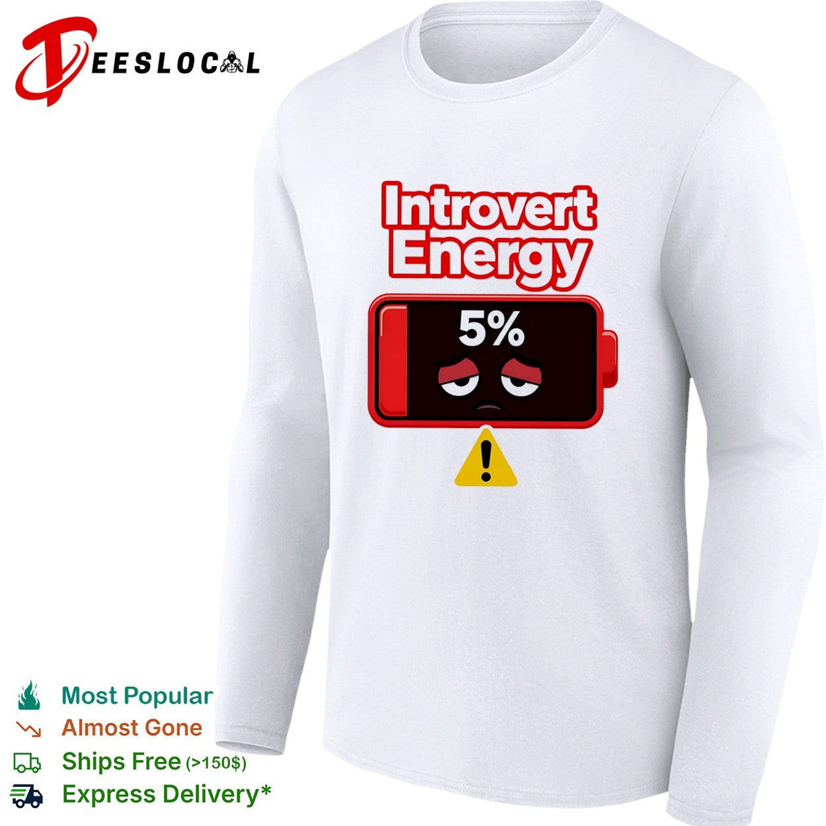 Introvert energy 5 percent low battery icon shirt Unisex