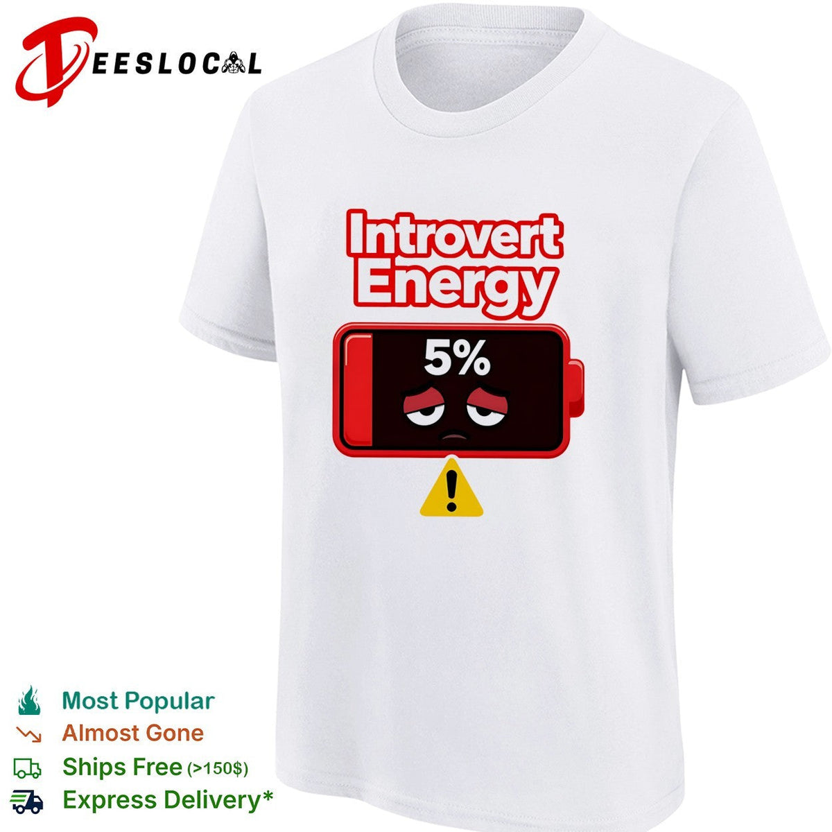 Introvert energy 5 percent low battery icon shirt Unisex
