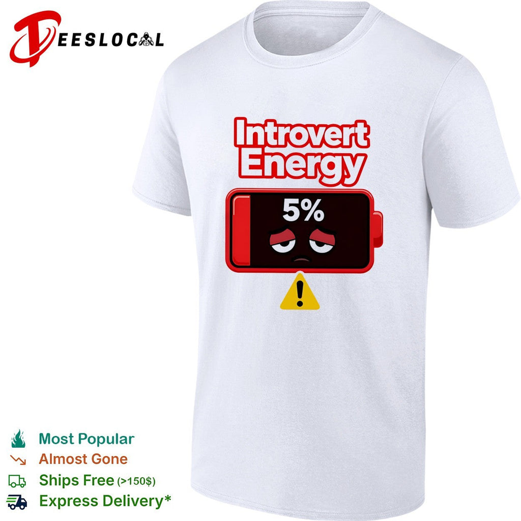 Introvert energy 5 percent low battery icon shirt Unisex