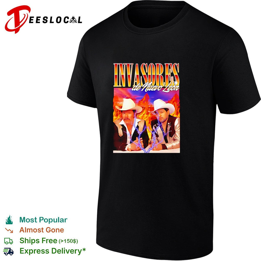 Invasores de Nuevo Leon Band Music Tribute Lightning Fire Shirt Unisex