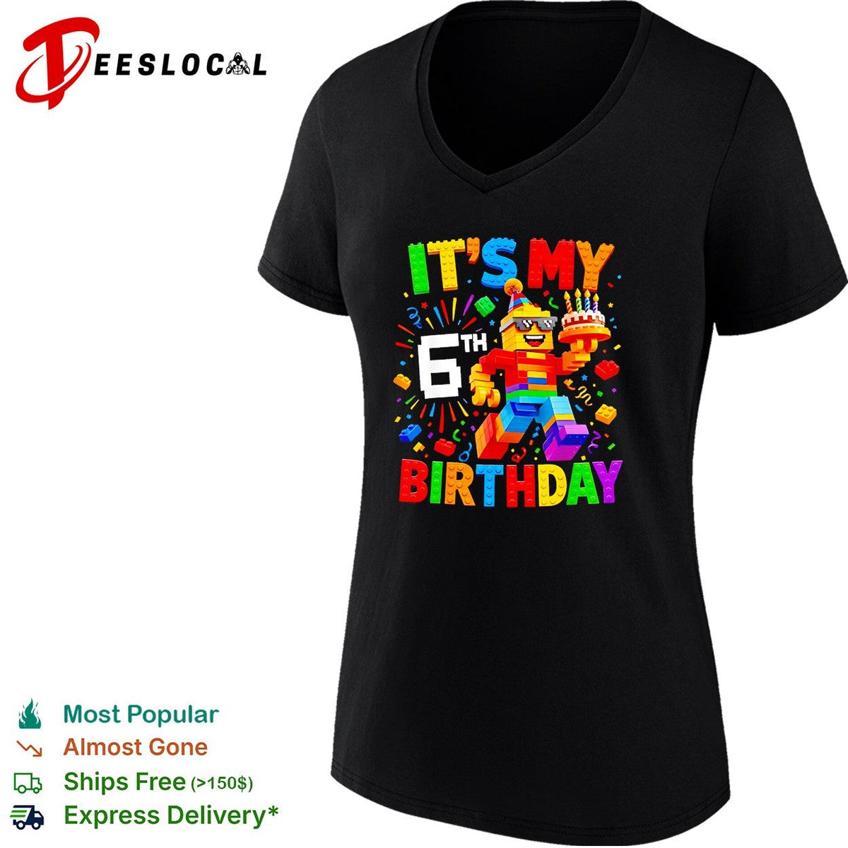 It is my 6th birthday building blocks brick construction celebration shirt Unisex
