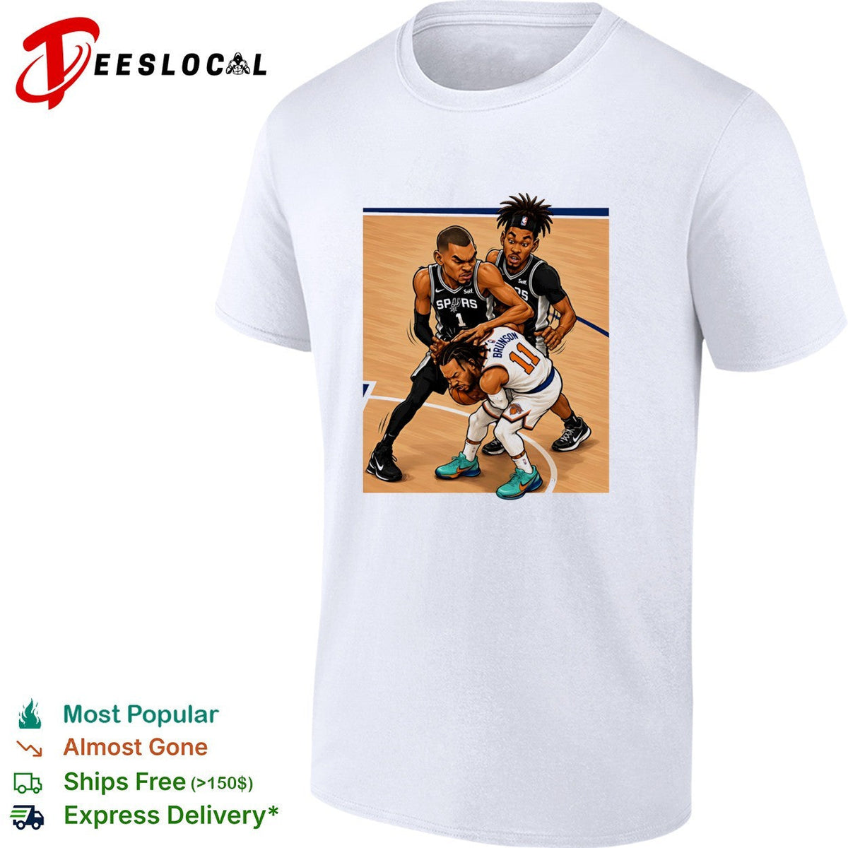 Jalen Brunson Knicks vs Victor Wemby San Antonio Spurs cartoon shirt Unisex