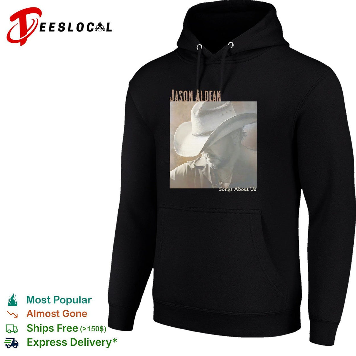 Jason Aldean wearing cowboy hat Songs About Us album cover shirt Unisex