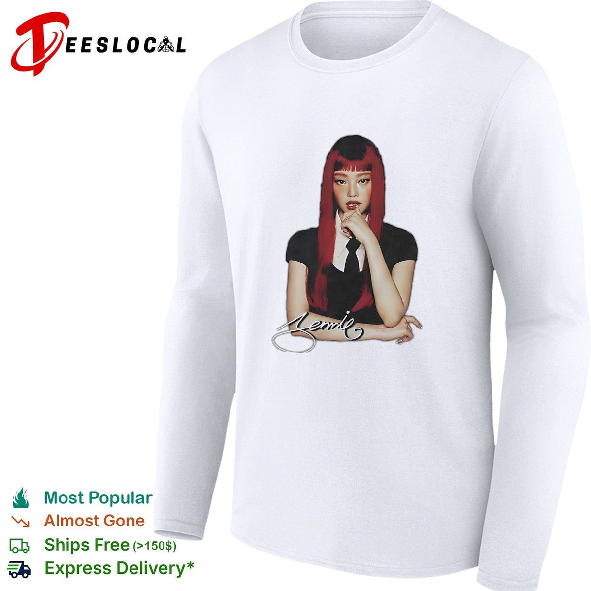 Jennie Kim Blackpink Signature Logo Jennie Blackpink Kpop Idol Fan Art Shirt Unisex