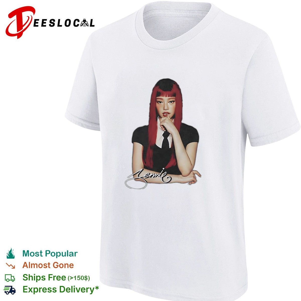 Jennie Kim Blackpink Signature Logo Jennie Blackpink Kpop Idol Fan Art Shirt Unisex